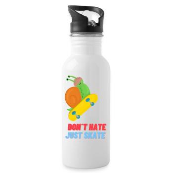 Don´t hate just skate - Trinkflasche mit integriertem Trinkhalm - Weiß - Rechts