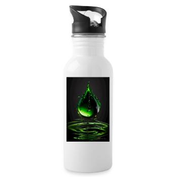 Tropfen grün 4 - Trinkflasche mit integriertem Trinkhalm - Weiß - Rechts