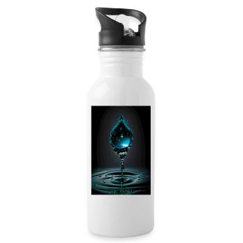 Tropfen cyan 2 - Trinkflasche mit integriertem Trinkhalm - Weiß - Rechts