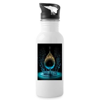 Goutte cyan 4 - Gourde avec paille intégrée - blanc - Droite