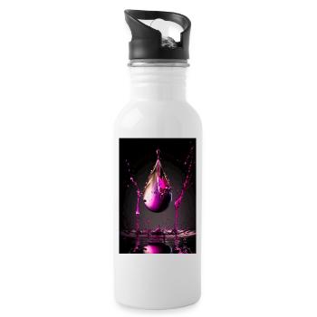 Tropfen magenta 3 - Trinkflasche mit integriertem Trinkhalm - Weiß - Rechts
