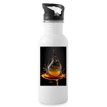 Gouttes orange 2 - Gourde avec paille intégrée - blanc - Droite