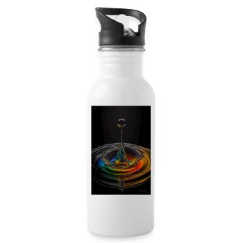 Tropfen regenbogen 4 - Trinkflasche mit integriertem Trinkhalm - Weiß - Rechts