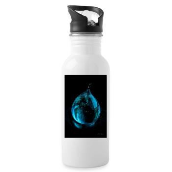 Tropfen cyan 5 - Trinkflasche mit integriertem Trinkhalm - Weiß - Rechts
