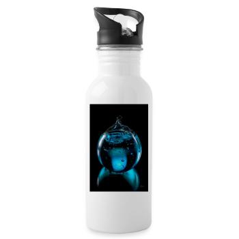 Gouttes cyan 6 - Gourde avec paille intégrée - blanc - Droite