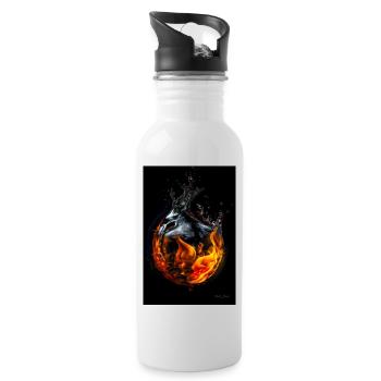 Tropfen feuer 6 - Trinkflasche mit integriertem Trinkhalm - Weiß - Rechts
