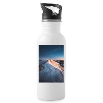 Alpen Glow On Agrafa mountain range in Greece - Water bottle with straw - white - Right