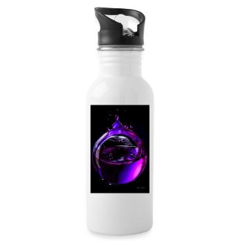Tropfen lila 6 - Trinkflasche mit integriertem Trinkhalm - Weiß - Rechts