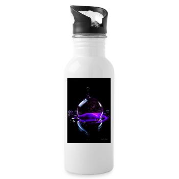 Tropfen lila 5 - Trinkflasche mit integriertem Trinkhalm - Weiß - Rechts