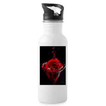 Tropfen rot 6 - Trinkflasche mit integriertem Trinkhalm - Weiß - Rechts