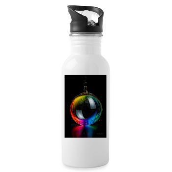 Tropfen regenbogen 5 - Trinkflasche mit integriertem Trinkhalm - Weiß - Rechts