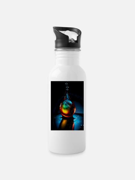 Tropfen plasma 6 - Trinkflasche mit integriertem Trinkhalm - Weiß