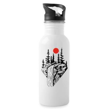 Der schwarze Wasserfall und die rote Sonne - Trinkflasche mit integriertem Trinkhalm - Weiß - Rechts