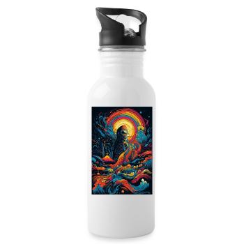 Trippy Explosion - Motif psychédélique - Gourde avec paille intégrée - blanc - Droite