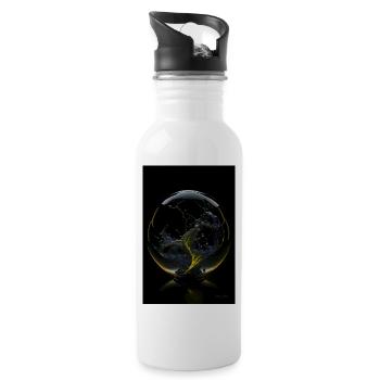 Kaos in einer Blase gelb 3 - Trinkflasche mit integriertem Trinkhalm - Weiß - Rechts