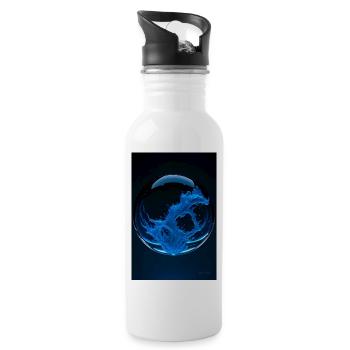 Kaos dans une bulle bleue 1 - Gourde avec paille intégrée - blanc - Droite