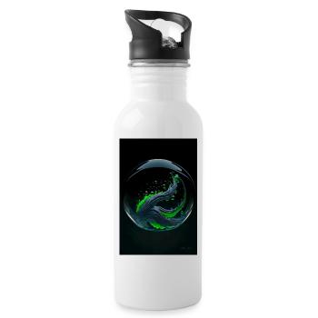 Kaos dans une bulle verte 1 - Gourde avec paille intégrée - blanc - Droite