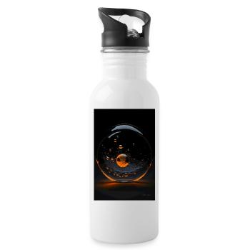 Kaos dans une bulle orange 2 - Gourde avec paille intégrée - blanc - Droite