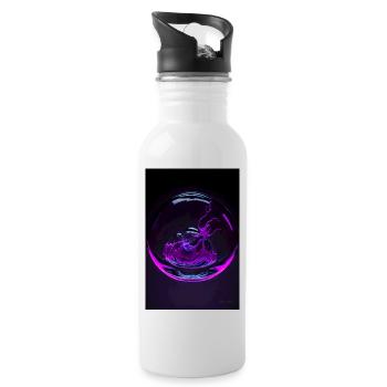 Kaos dans une bulle magenta 2 - Gourde avec paille intégrée - blanc - Droite