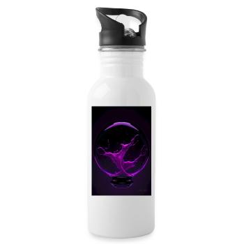 Kaos dans une bulle magenta 1 - Gourde avec paille intégrée - blanc - Droite