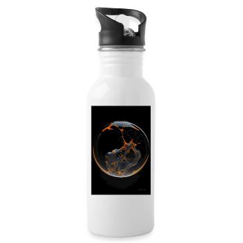 Kaos in einer Blase orange 4 - Trinkflasche mit integriertem Trinkhalm - Weiß - Rechts