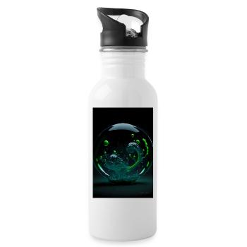 Kaos dans une bulle verte 4 - Gourde avec paille intégrée - blanc - Droite
