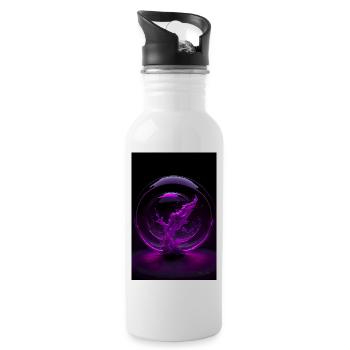 Kaos dans une bulle magenta 3 - Gourde avec paille intégrée - blanc - Droite
