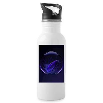 Kaos in einer Blase lila 2 - Trinkflasche mit integriertem Trinkhalm - Weiß - Rechts