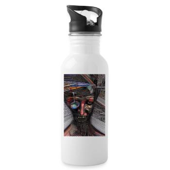 Abstract art - Water bottle with straw - white - Right