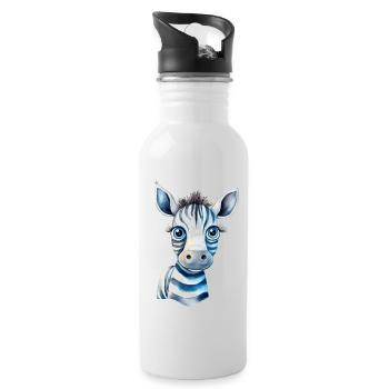 Zoo d’aquarelle Zebra - Gourde avec paille intégrée - blanc - Droite