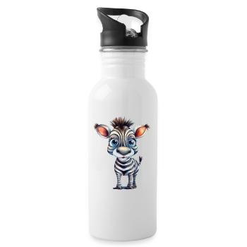 Zebra Watercolor Zoo - Water bottle with straw - white - Right