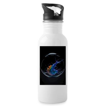 Kaos dans un arc-en-ciel à bulles 2 - Gourde avec paille intégrée - blanc - Droite