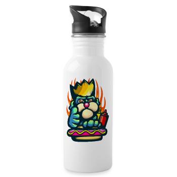 Hot Dog King - Water bottle with straw - white - Right