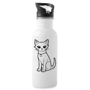 Cat Cat Kitten Cat Lady - Water bottle with straw - white - Right
