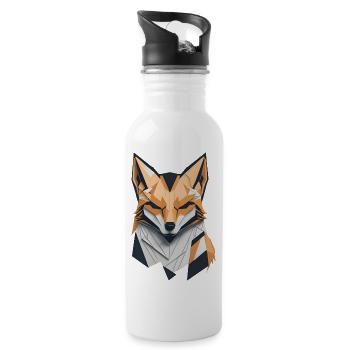 Modern Shaped Fox Head - Water bottle with straw - white - Right