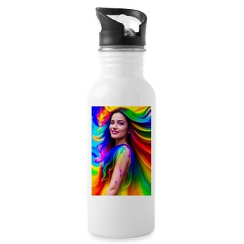 Neon Beauty 7 - Water bottle with straw - white - Right