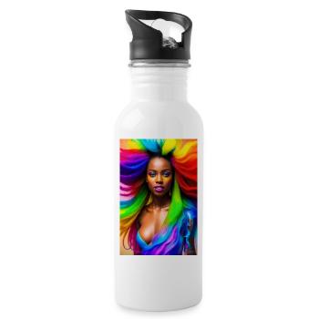 Neon Beauty 2 - Water bottle with straw - white - Right