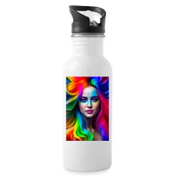 Neon Beauty 3 - Water bottle with straw - white - Right