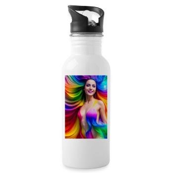 Neon Beauty 9 - Water bottle with straw - white - Right