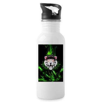 TIGER POSTER - Trinkflasche mit integriertem Trinkhalm - Weiß - Rechts