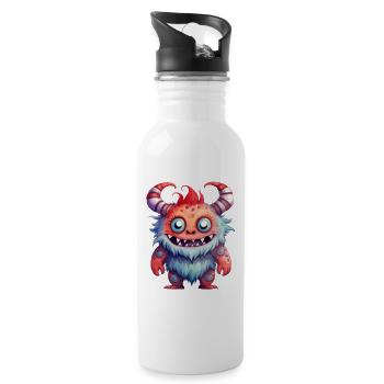 Oni Watercolor Drawing - Water bottle with straw - white - Right