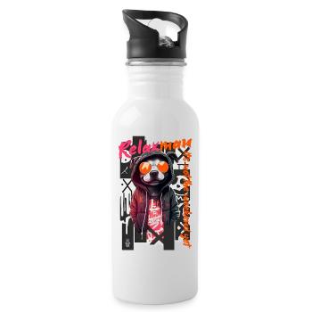 Relax man by ART8NS - Art ON Streetwear - Gourde avec paille intégrée - blanc - Droite