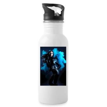 Blue Beauty 1 - Water bottle with straw - white - Right