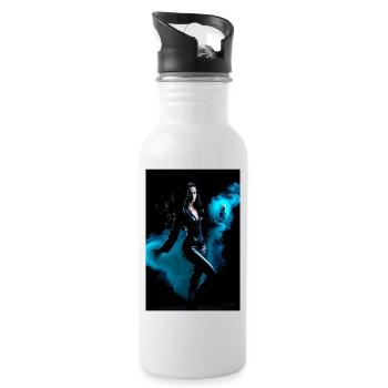 Cyan Beauty 1 - Water bottle with straw - white - Right