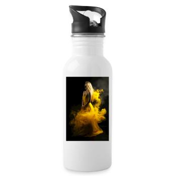 Yellow Beauty 4 - Water bottle with straw - white - Right
