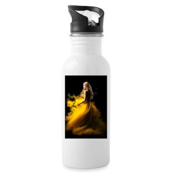 Yellow Beauty 3 - Water bottle with straw - white - Right