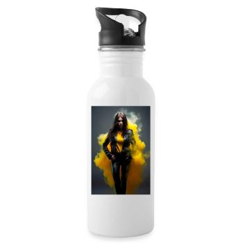 Yellow Beauty 2 - Water bottle with straw - white - Right