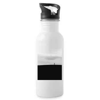 Der highseat auf einem hügel im feld - Trinkflasche mit integriertem Trinkhalm - Weiß - Rechts