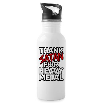 Danke Satan für Heavy Metal Design - Dark and Rock - Trinkflasche mit integriertem Trinkhalm - Weiß - Rechts