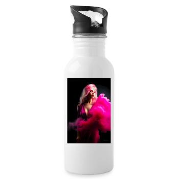 Magenta Beauty 3 - Water bottle with straw - white - Right